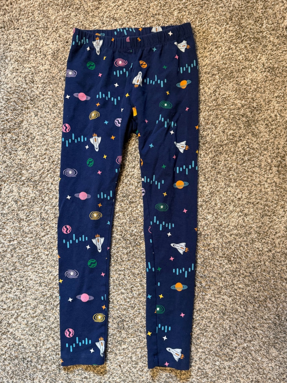 Cat & Jack Navy Space Print Leggings with Multicolor Planets